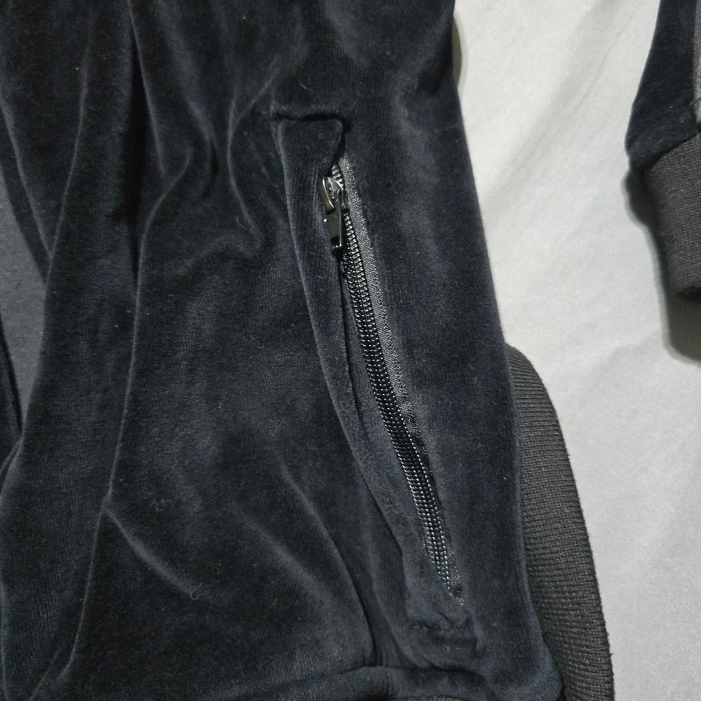 Sweatsedo Track Jacket Mens S Black Velour Full Zip Mock Neck Pockets
